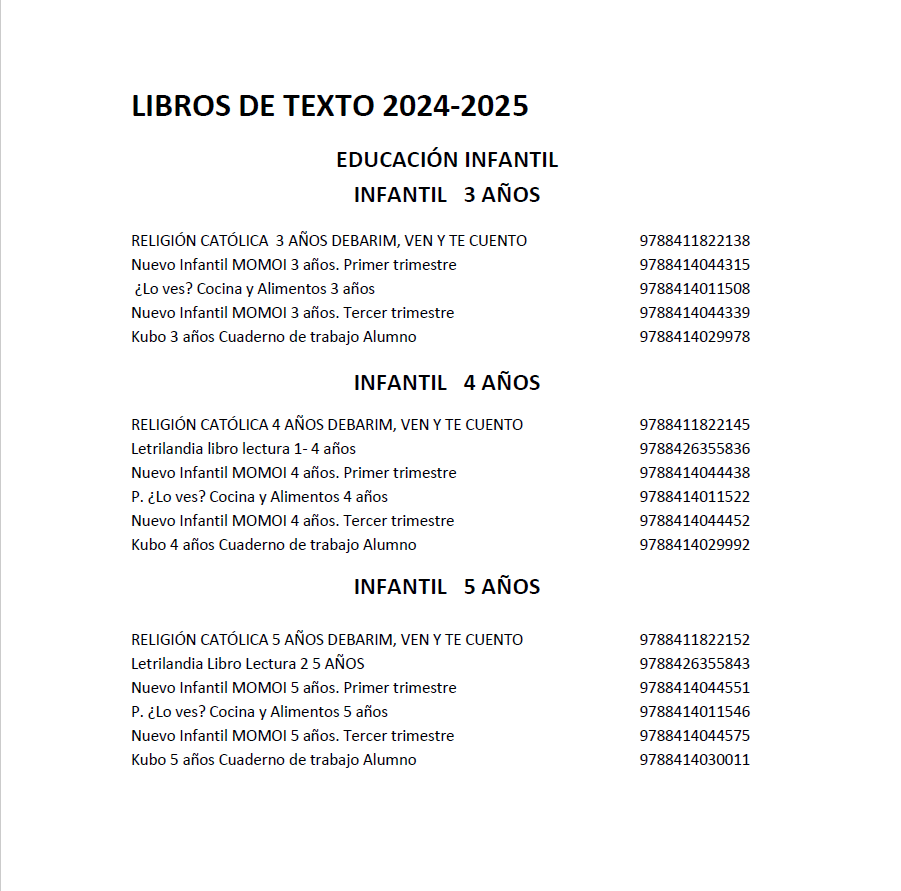 Libros de texto curso 24-25